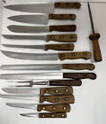 Vintage Chicago Cutlery 14 Piece Knife Set Walnut Handle Henckels Knife Block
