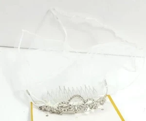 Dame Mädchen Braut Prinzessin Diamant Kristalle Diadem Hochzeitsschleier Krone Haarkamm - Bild 1 von 4