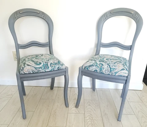 Beautiful Set Of Handpainted Antique Victorian Balloon Back Parlor Chairs Cover