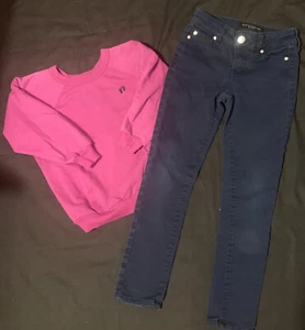 Girls Celebrity Pink Blue Jeans Sz 7 & Hang Ten Sweatshirt Sz M Listing #619 - Picture 1 of 13