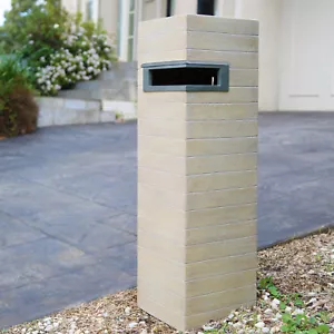 NEW Modern Designer Pillar Letterbox Letter Box Stone Concrete +Combination Lock - Picture 1 of 3
