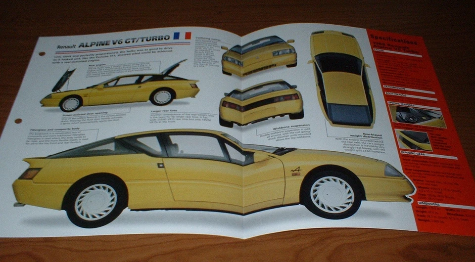 Renault Alpine V6 1988 turbo original Imp folleto especificaciones información 88 GT★★ Foto 1 de 1