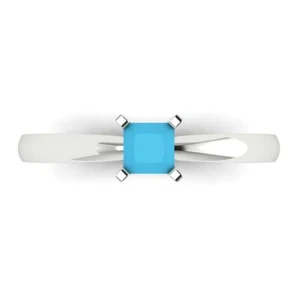 14K White Gold Solitaire Engagement Ring for Women, 0.5 ctw Simulated Turquoise - Picture 1 of 11