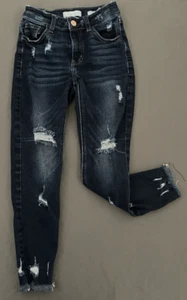 Kancan Girls SZ 10 High Rise Slim Fit Ankle Skinny Blue Stretch Dark Denim Jeans - Picture 1 of 11