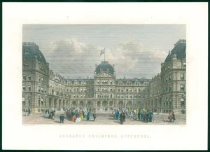 Impresión antigua original c1870 - EDIFICIOS DE INTERCAMBIO Liverpool coloreados a mano (wv24) - Imagen 1 de 1