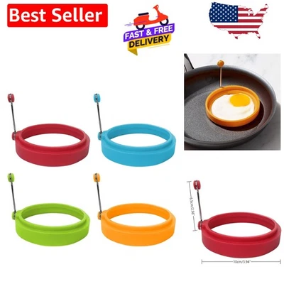 Juego de 4 coloridos anillos de silicona para huevos de grado alimenticio - aptos para lavavajillas y horno Foto 1 de 4