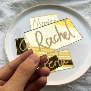 50Pcs Golden Acrylic Table Place Card for Wedding DIY Table Seating Cards Gol... - Picture 1 of 9