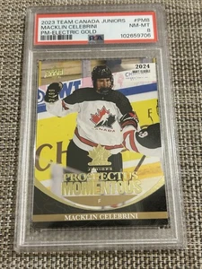 2023 Team Canada Juniors Macklin Celebrini PM-Electric GOLD 03/99 - PSA NM-MT 8 - Bild 1 von 6