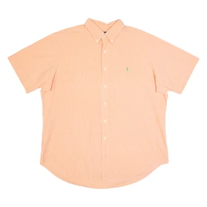 RALPH LAUREN Mens Shirt Orange Gingham XL - Picture 1 of 6