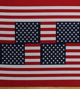 35.5" X 68" Packcloth Panel American Flag Stars Stripes Patriotic Fabric D245.21 - Picture 1 of 1