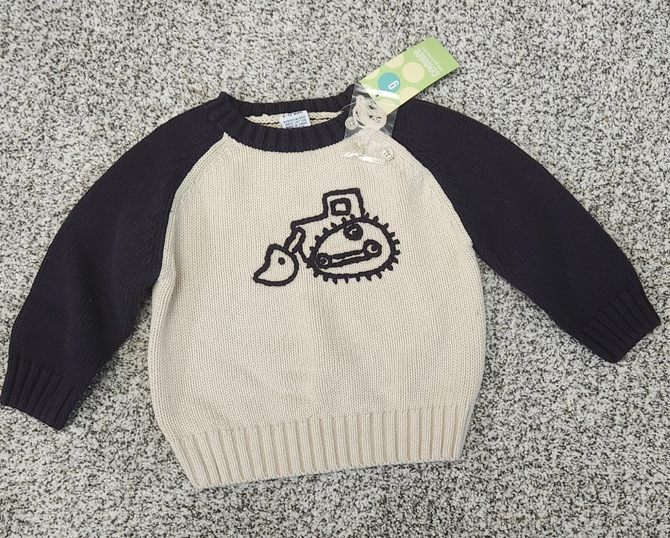 NUEVO CON ETIQUETAS Suéter Pullover GYMBOREE EXCAVATOR TRUCK Beige/Azul Marino 6-12 meses Foto 1 de 1