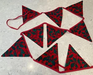 Handmade Christmas Double-Sided Bunting 2.3mtrs/9 pennants FREE P&P - Picture 1 of 2