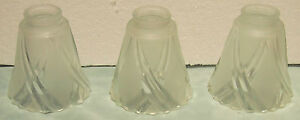 SET OF 3 FROSTED  FRENCH  ART DECO GLASS LAMP SHADE GORGEOUS DESIGN -H=5 3/8"