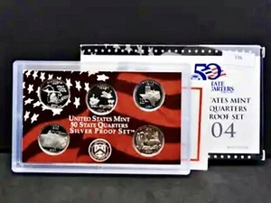 2004 S Proof State Quarter Set 90% Silver Original Box & COA 5 Coins US Mint - Picture 1 of 1