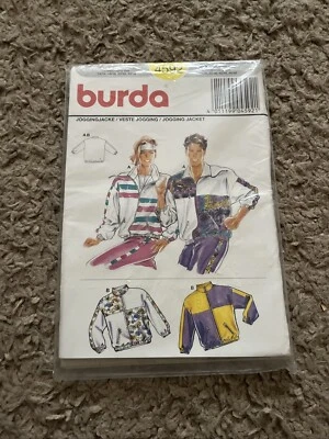 Vintage Zip Front Jackets Color Blocking Unisex Burda Sewing Pattern 4592 - Image 1 of 3