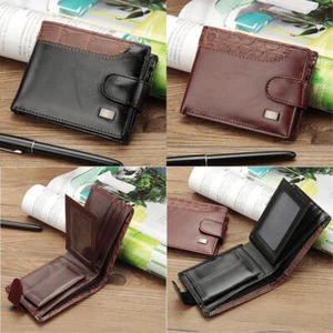 Hombres Carteras de Cuero Doble Pliegue Bolso sin asas Monedero Dinero Bolsillo Portatarjetas Billetera Regalos - Imagen 1 de 10