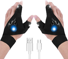 LED Flashlight Gloves,Rechargeable Hands Free Light Gloves Gifts for Men New