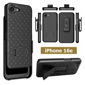 For Apple iPhone 16e - Holster Case Belt Stronger Clip Stand Slim Light Black - Picture 1 of 9
