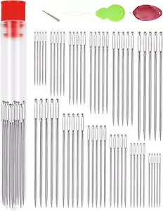 60 PCS Large Eye Sewing Needles, 6 Sizes Hand Sewing Needles, Leather Needle Emb - Picture 1 of 12
