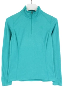 THE NORTH FACE Sweatshirt Women's SMALL Blue Fleece 1/4 Zip High Neck Logo - Picture 1 of 10