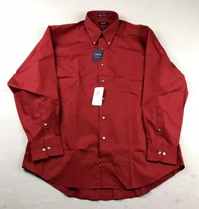 Izod Shirt Mens 17 XL 34/35 Red Silky Poplin Button Up Long Sleeves NWT - Picture 1 of 9