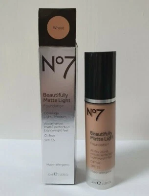 Boots No7 WHEAT Beautifully Matte Light Foundation 30ml BNIB Spf15 FAST POSTAGE  - Image 1 of 4