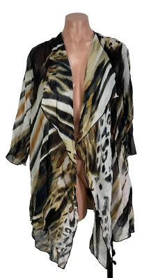 Caroline Rose 100% Viscose Cardigan Lightweight 3/4 Sleeve Cover Animal Print S - Image 1 of 4