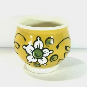 Small Yellow Pottery Bowl with Enamel Daisy Possibly made by Marie Faire  - Picture 1 of 5