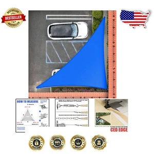 Luxury 12' x 14' x 18.4' Blue Right Triangle Sun Shade Sail with 95% UV Blockage - Picture 1 of 11