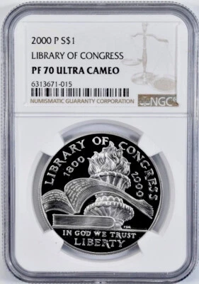 2000 LIBRARY OF CONGRESS Silver Dollar NGC PF70💥FLAWLESS QUALITY💥 - Image 1 of 4
