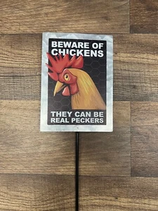 "Beware Of Chickens" Funny Metal Garden Stake 21" x 4" - Picture 1 of 3