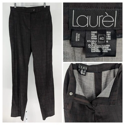 Calça de lã elástica cinza geométrica arte abstrata terra rachada Laurel by Escada... - Imagem 1 de 4