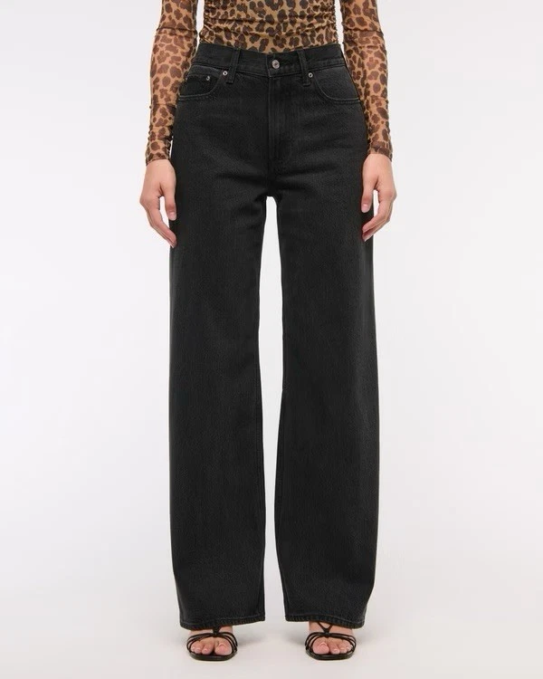 Super Wide Leg Mid Rise Black Denim Universal Thread NWT Palazzo Boho Y2K Sz 10 - Image 1 of 4