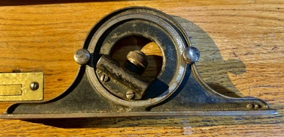 Vintage Starrett Protractor Head With Bubble Level -Bubble Glass Has Crack In It - Image 1 of 4