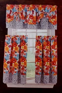 NEU Blumen Fenstervorhang THE PIONEER DAMEN 3-teiliges Set 30x36 - Bild 1 von 6
