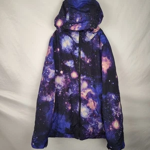 Lands End 14 16 Husky Chaqueta Juvenil Cósmica Espacio Exterior Galaxia Negro Púrpura Capucha - Imagen 1 de 8