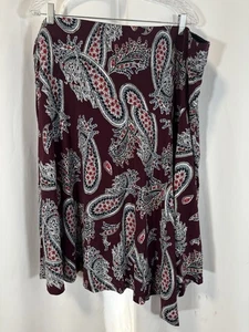 Lane Bryant Skirt Size 26/28 (4X) Flare Asymetrical Purple Paisley - Picture 1 of 4