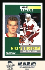 1991-92 Pinnacle French #320 Nicklas Lidstrom Detroit Red Wings RC - Picture 1 of 2
