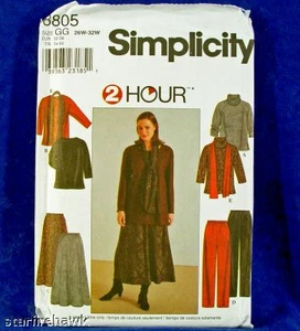 Simplicity 8805 FÁCIL Top Falda Pantalones Ropa COSTURA Patrón Queen Talla 26W-32W - Imagen 1 de 2