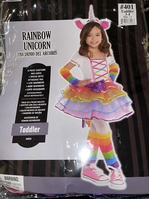 Rainbow Unicorn Costume Toddler 3-4 - Image 1 of 2