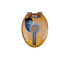 Acoustic Guitar theme Toilet Seat Elongated Wood Toilet Seat with Quiet Close,Ea - Picture 1 of 2