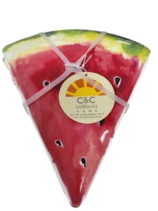 C&C California Home Watermelon Slice Melamine 8" Plates Set Of 4 New - Picture 1 of 4