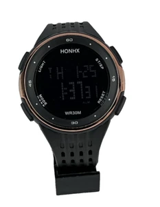 HONHX Herren Wasserdicht Sportuhr Schwarz & Roségold Digital Neue Batterie Läuft - Bild 1 von 5
