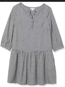 Amazon Essentials Summer Dress, Black White Mini Gingham XL - Picture 1 of 4