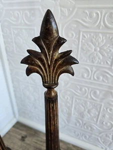 Pair Vintage Fleur De Lis 14.5" Metal Finial Statue Distressed Vintage Gothic  - Picture 1 of 6