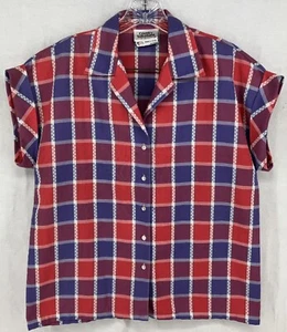 Vintage Camicetta Country Suburbans multicolore patchwork 10 top bottoni Union Made USA - Foto 1 di 16