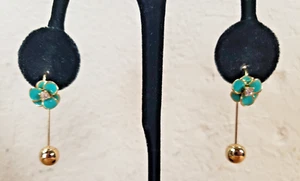 Kate Spade Shine On Teal Enamel Flower Hanger Earrings - Picture 1 of 9