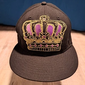 New Era Crown King Embroidered Logo Hat Cap Fitted Baseball 7 5/8 59Fifty Rare - Picture 1 of 9