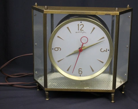 Vtg Mastercrafters Clock Mantle Table Mirror Back MCM 50s 60s #911 Video Works Cover