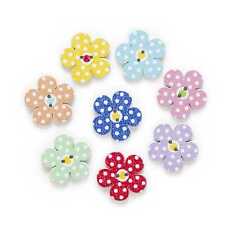 30pcs Flower Wood Buttons for Sewing Scrapbooking Clothing Headwear Decor 20mm